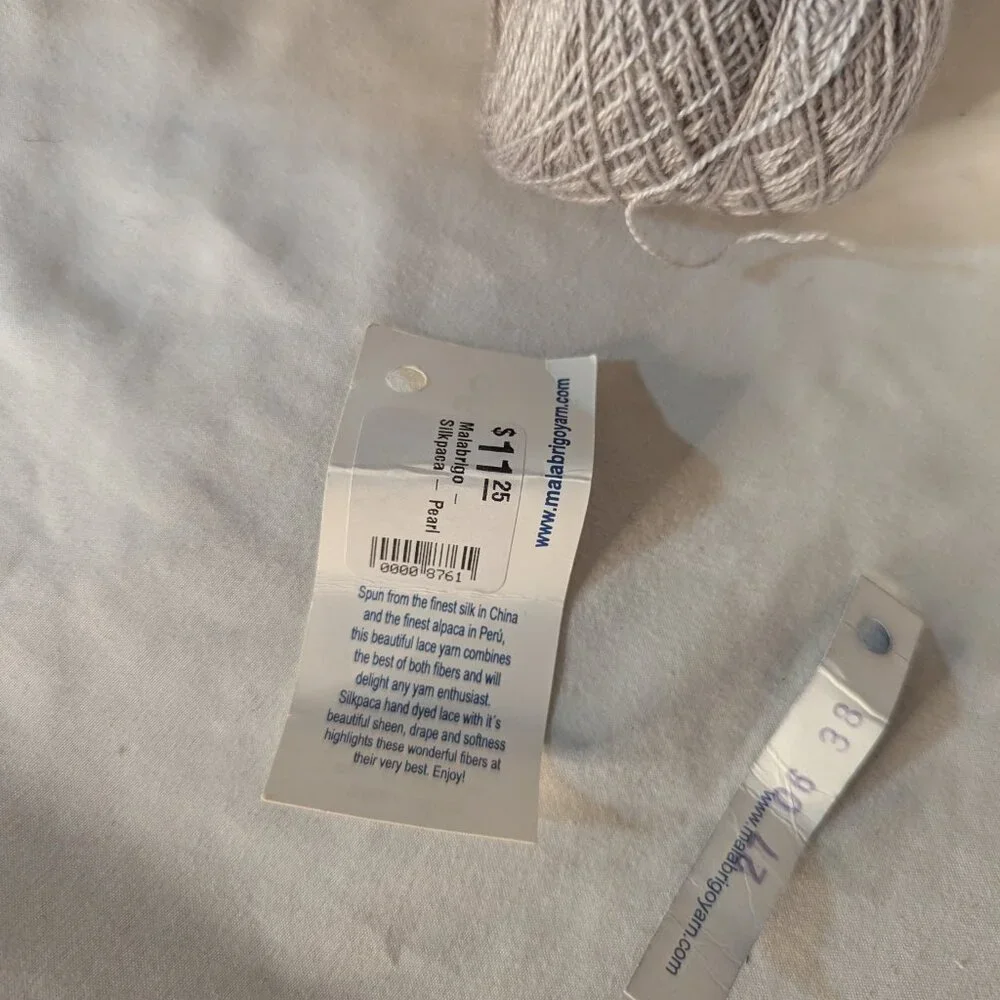Malabrigo Baby Silk Alpaca Lace Yarn Pearl Silver Gray 40g